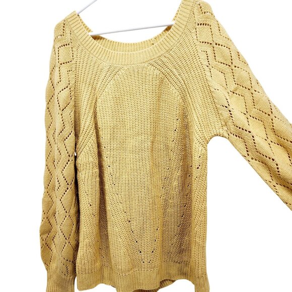 Beige Knit Sweater Size 2XL With Diamond Pattern Sleeves & Ribbed Hem - Picture 7 of 9